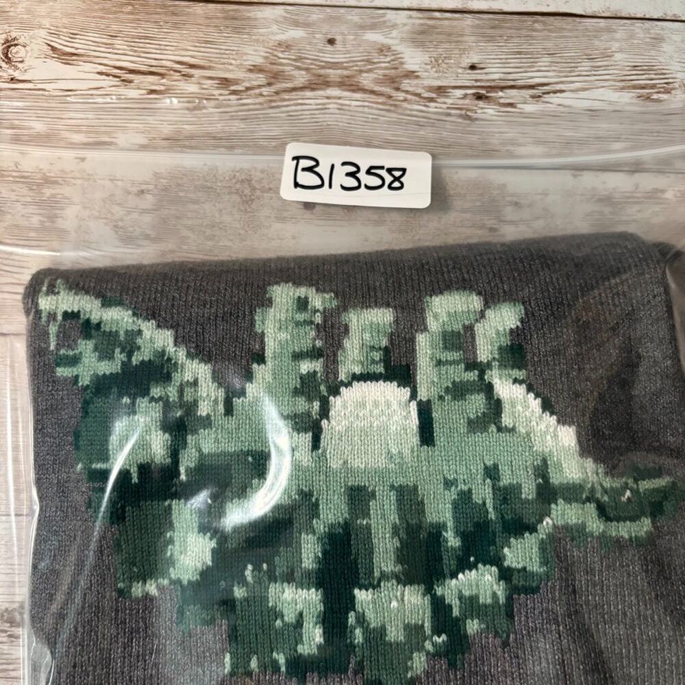 Janie and Jack Sweater Boys 10 Gray Dinosaur Stegosaurus Crewneck Knit Jurassic - Picture 11 of 11